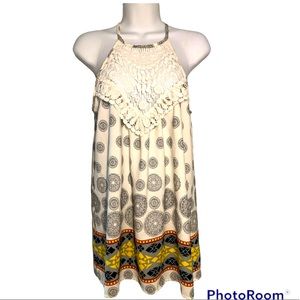 CY Fashion Women Size Small Crochet Lace Top Mini Dress Festival BOHO